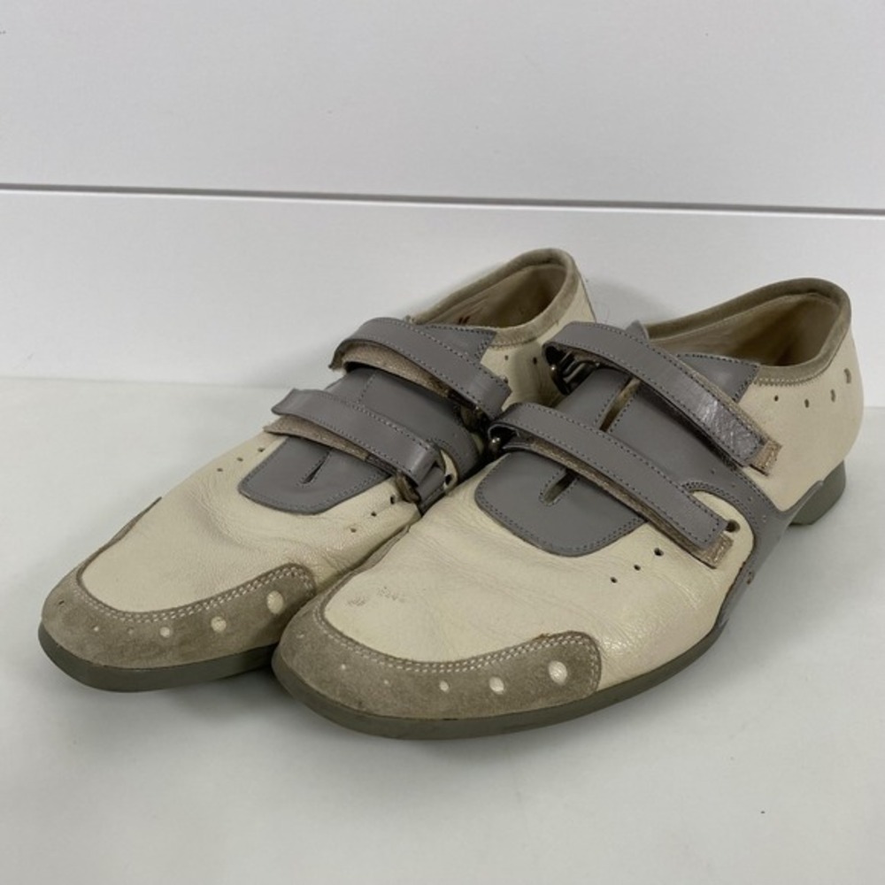 Prada Shoes Womens Size 38 Gray Beige Leather‎ Strap Made in Italy 3P0230